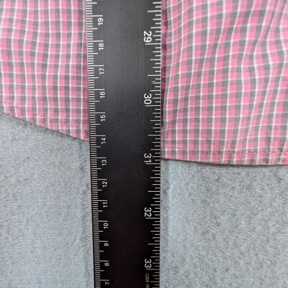 Ariat Pro Series Button Down Shirt Mens Medium Pink Grey Plaid Long Sleeve